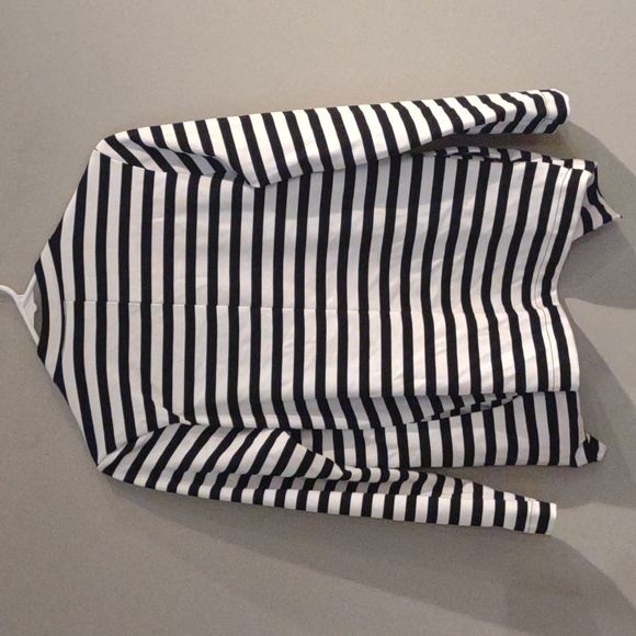 Serra women's small black white stripe open front 2 pocket blazer jacket - Picture 2 of 5